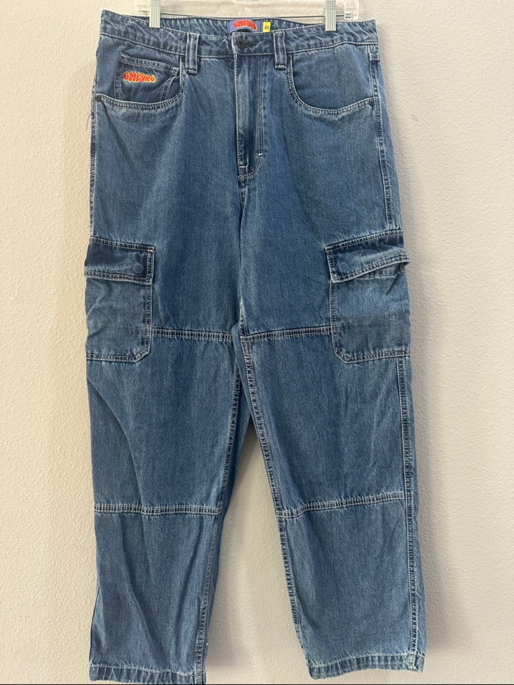 Empyre Men's Medium Blue Relaxed Cargo Denim Jeans
